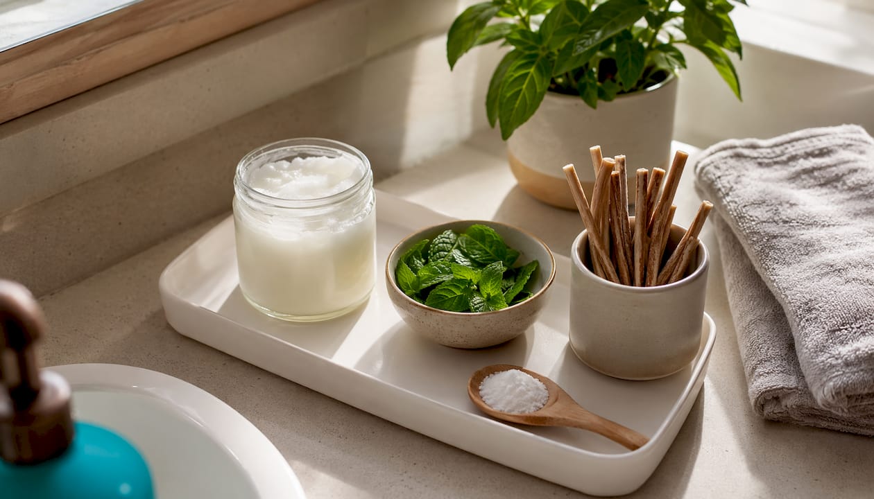 Tray with natural ingredients for dental care