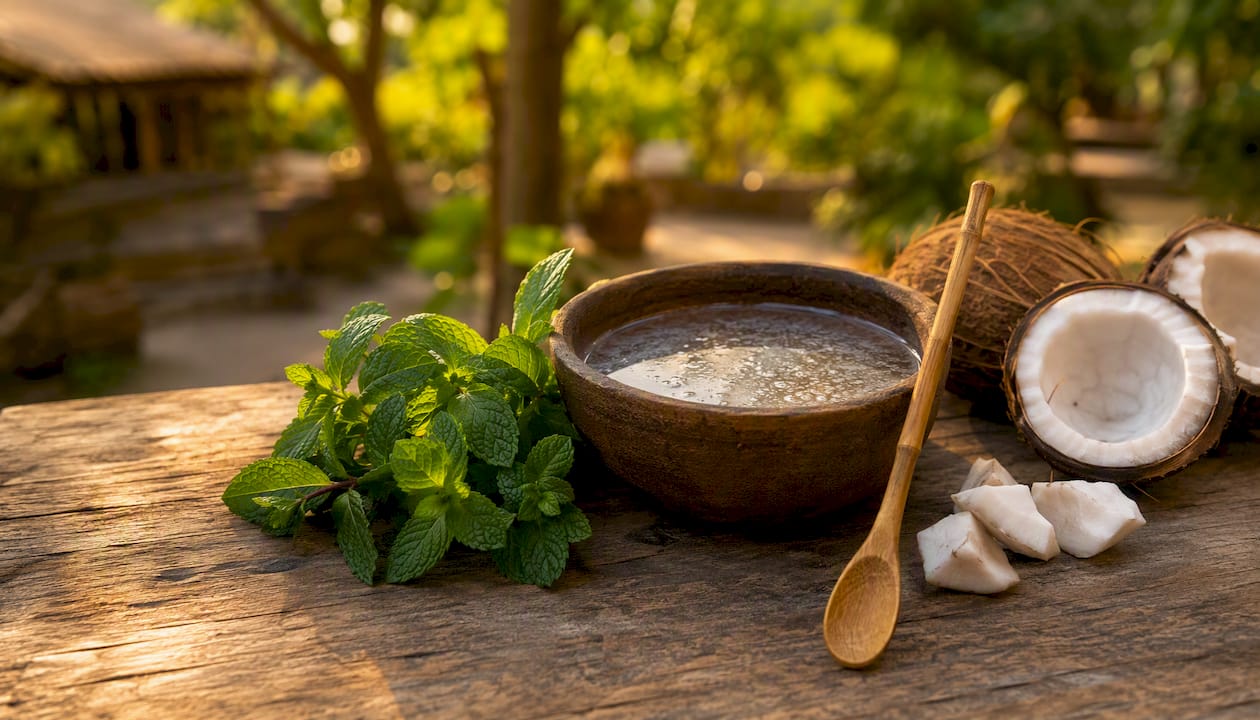 Sorbitol solution with mint and coconut