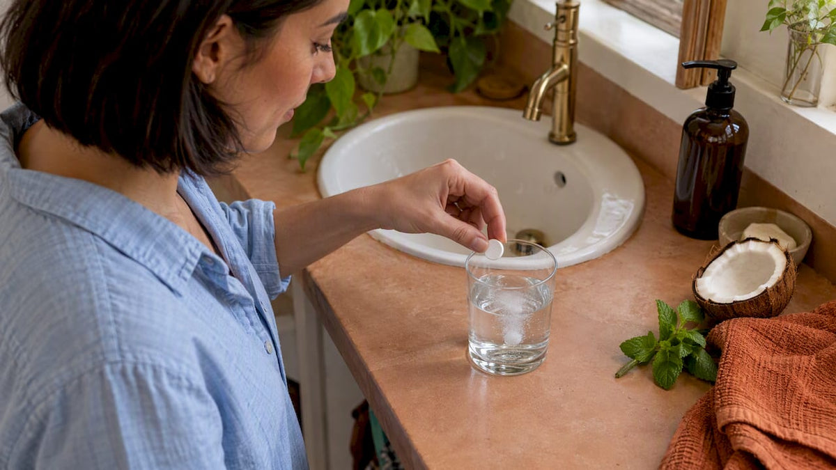 Mouthwash tablet dissolving in water