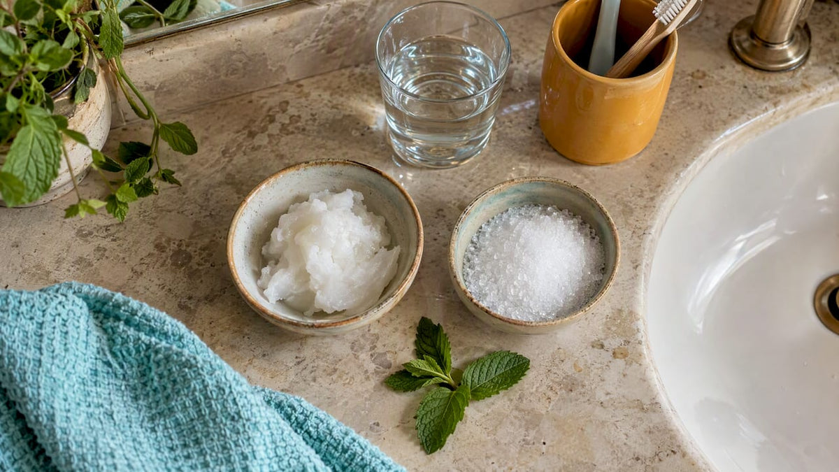 Coconut oil and xylitol with fresh mint