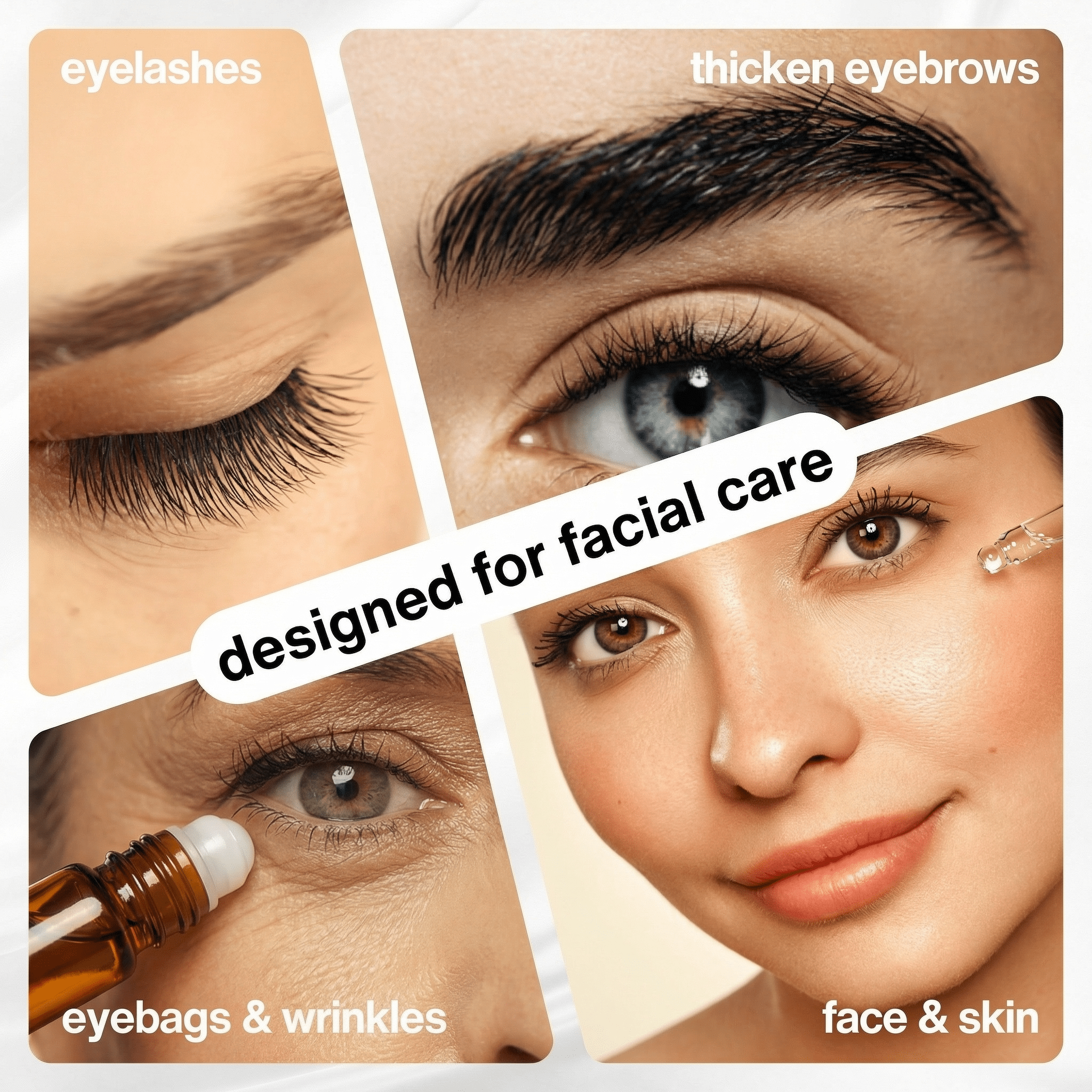 Organic Castor Oil for Face with Roller - Pump & Roller Set for Brows, Lashes & Under - Eye - Facial Oil - Selfwise