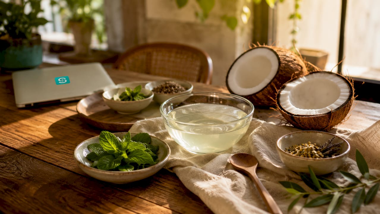 Natural ingredients like mint and coconut for mouthwash
