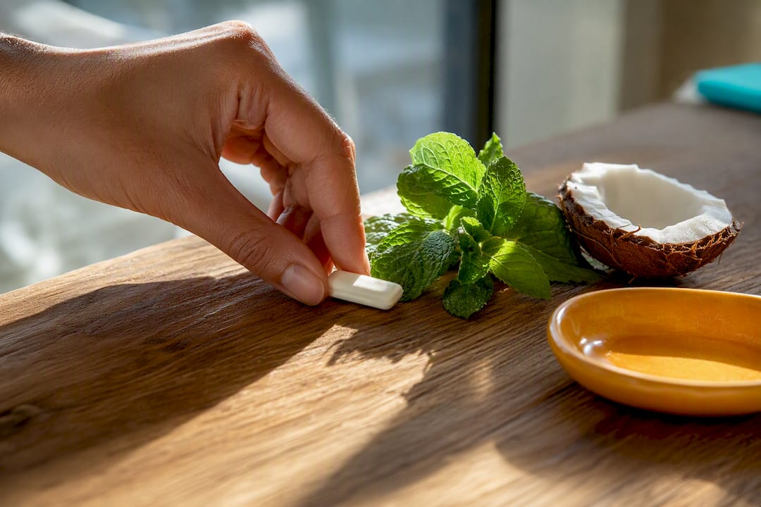 Unwrapped gum with mint and coconut