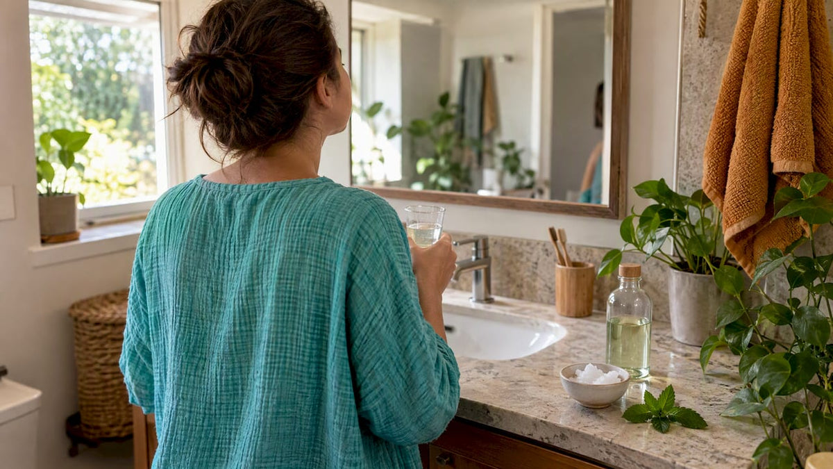 Coconut oil and mouthwash during oral care routine