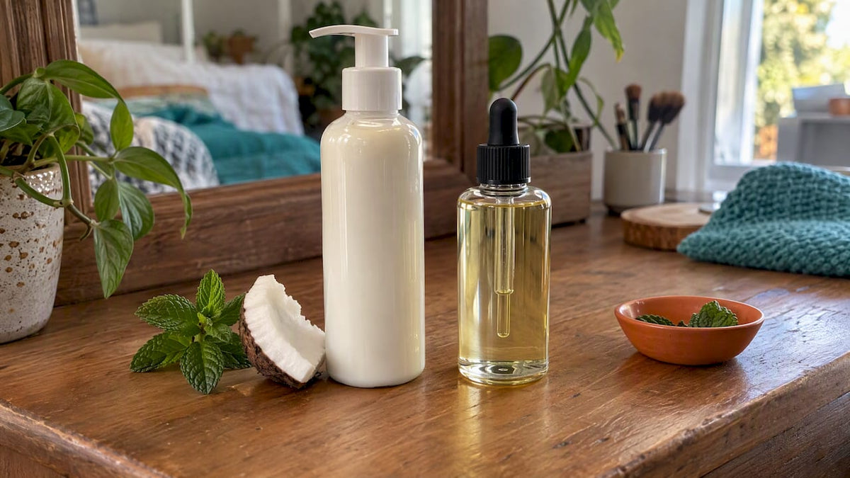 Topical magnesium lotion and oil side by side