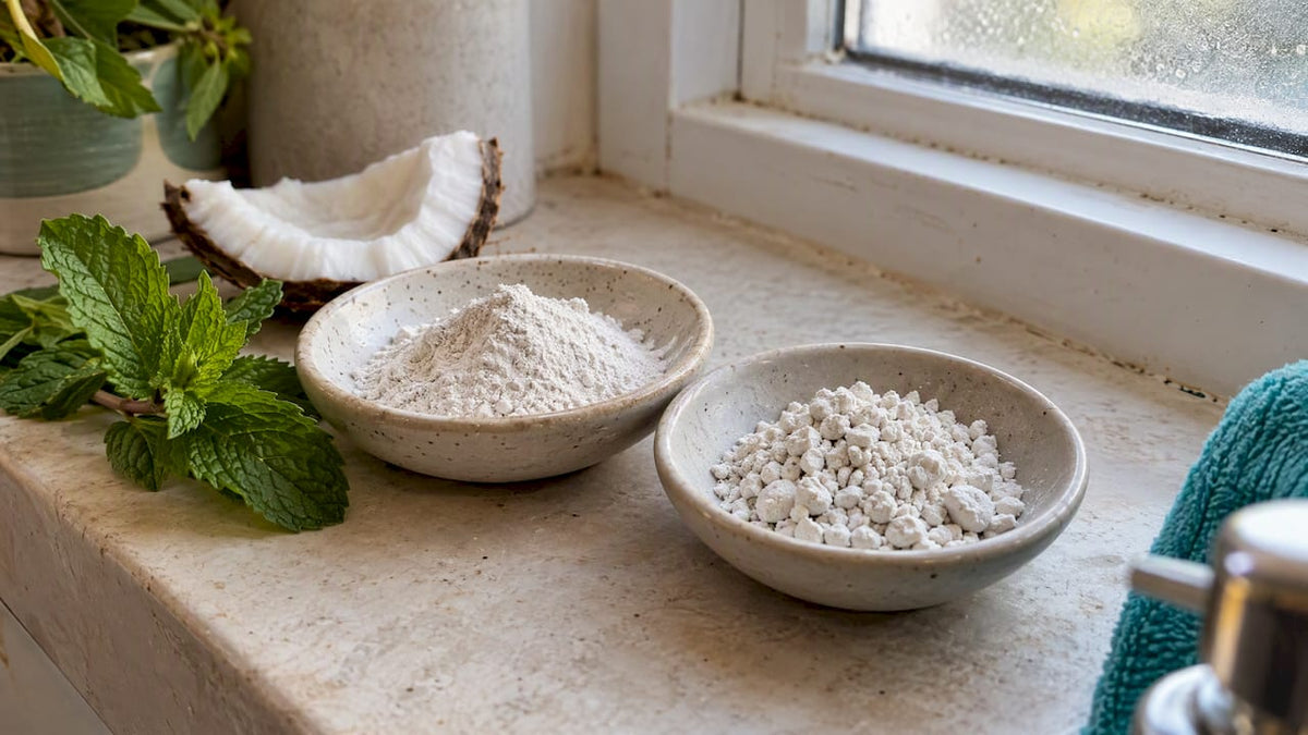Hydroxyapatite samples with mint and coconut