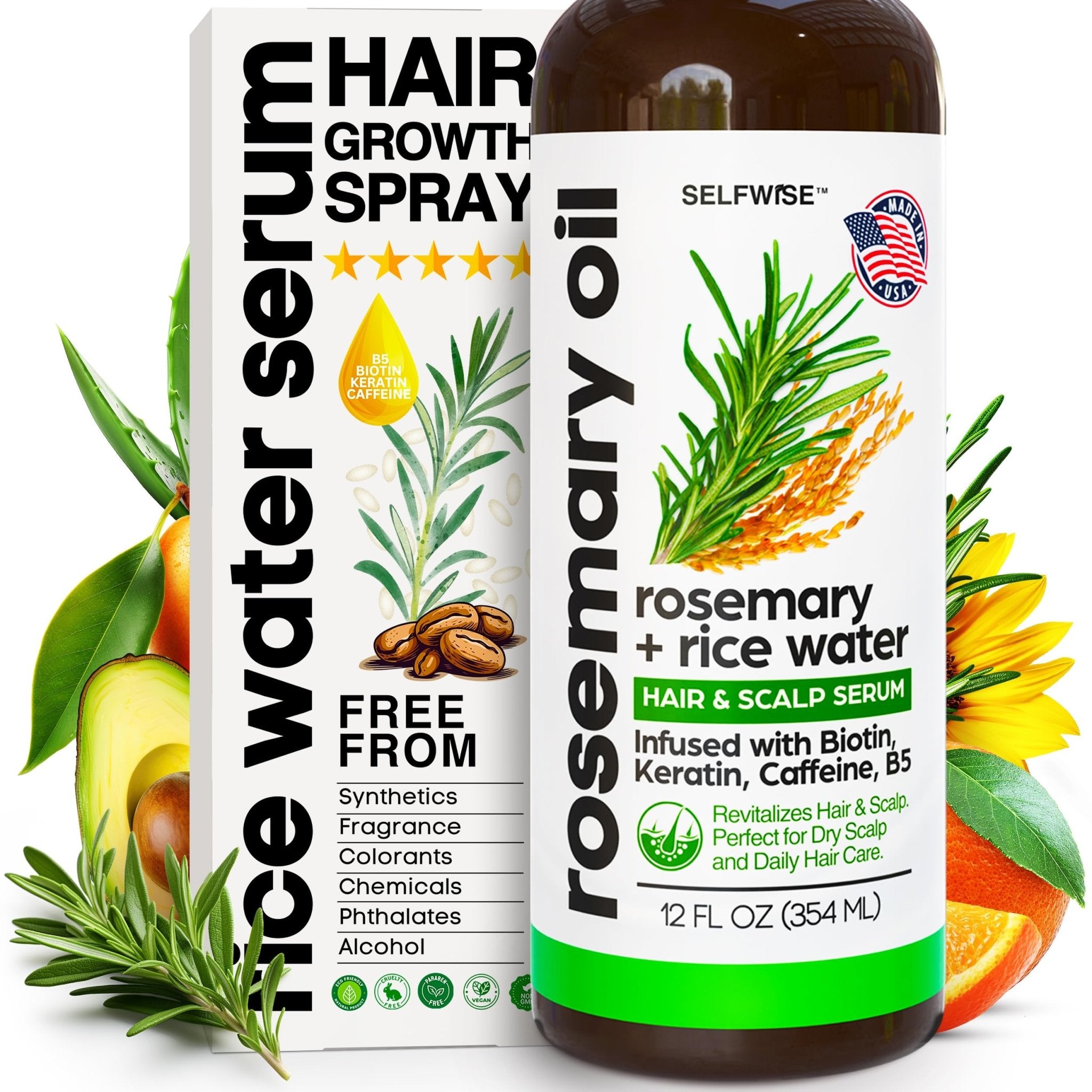 Rosemary & Rice Water Hair Growth Spray - Hair Spray - Selfwise