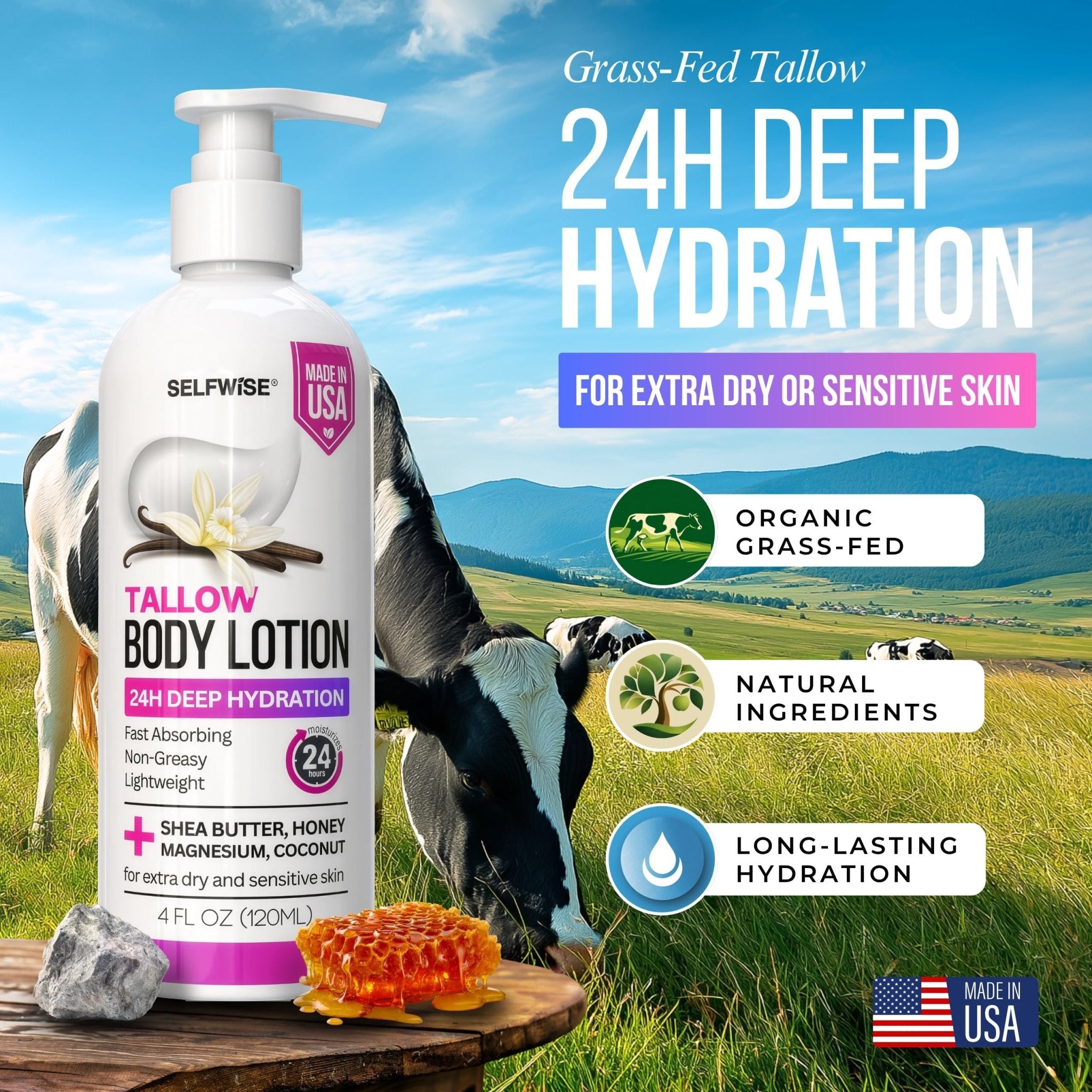 Beef Tallow Body Lotion with Magnesium - Body Lotion - Selfwise