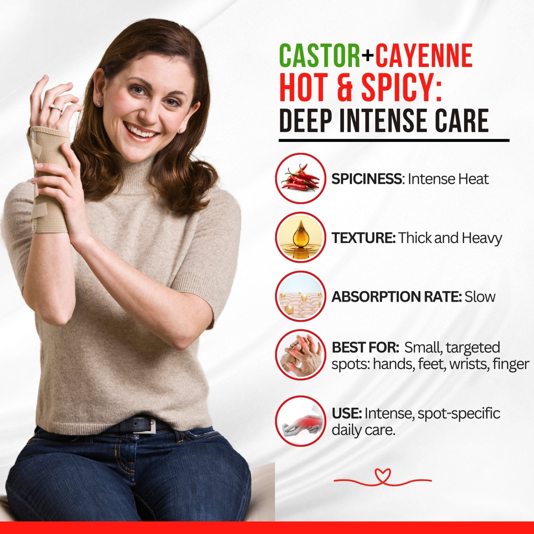 Castor Oil with Cayenne Pepper - Hot & Spicy Warming Oil - Body Oil - Selfwise