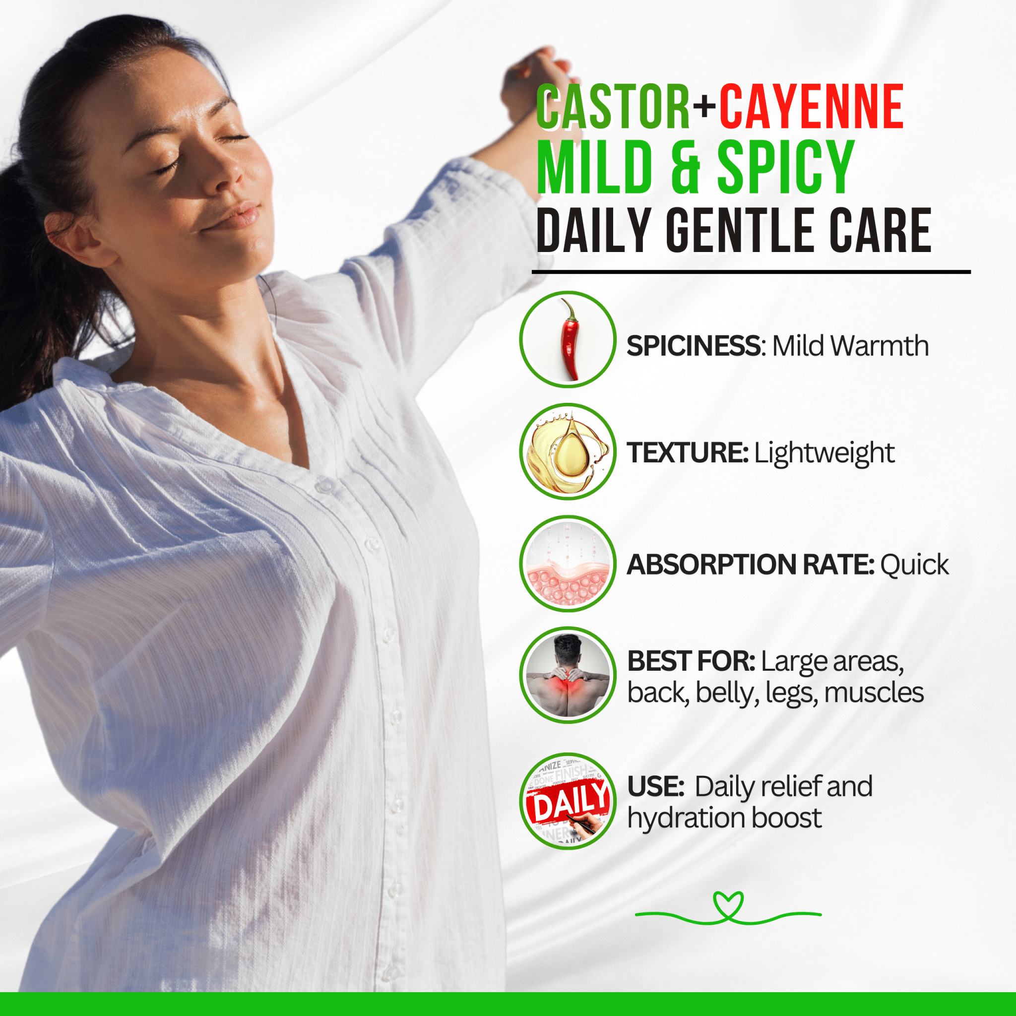 Castor Oil with Cayenne Pepper - Hot & Spicy Warming Oil - Body Oil - Selfwise