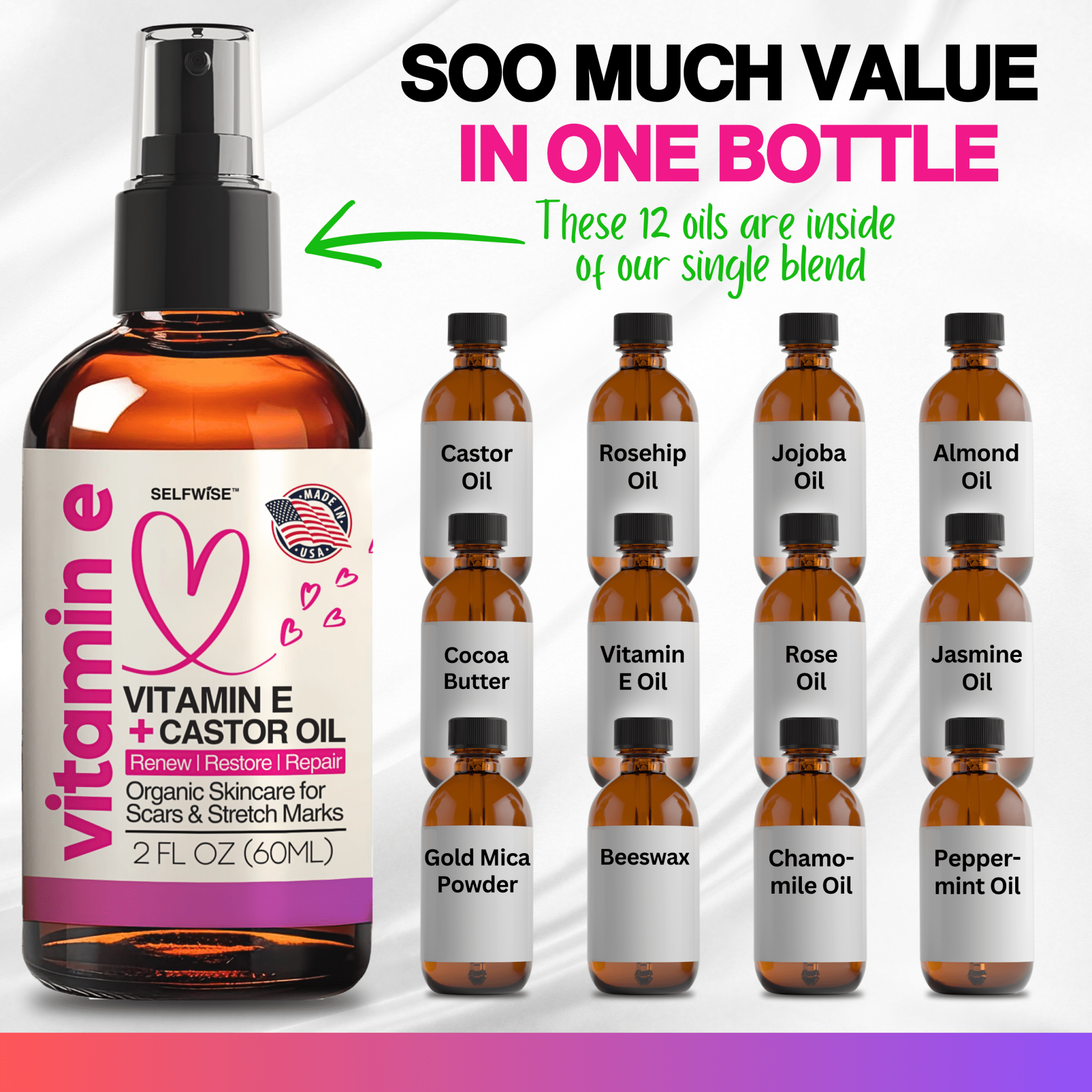 Vitamin E Body Oil - for Scars, Stretch Marks & Dry Skin - Body Oil - Selfwise