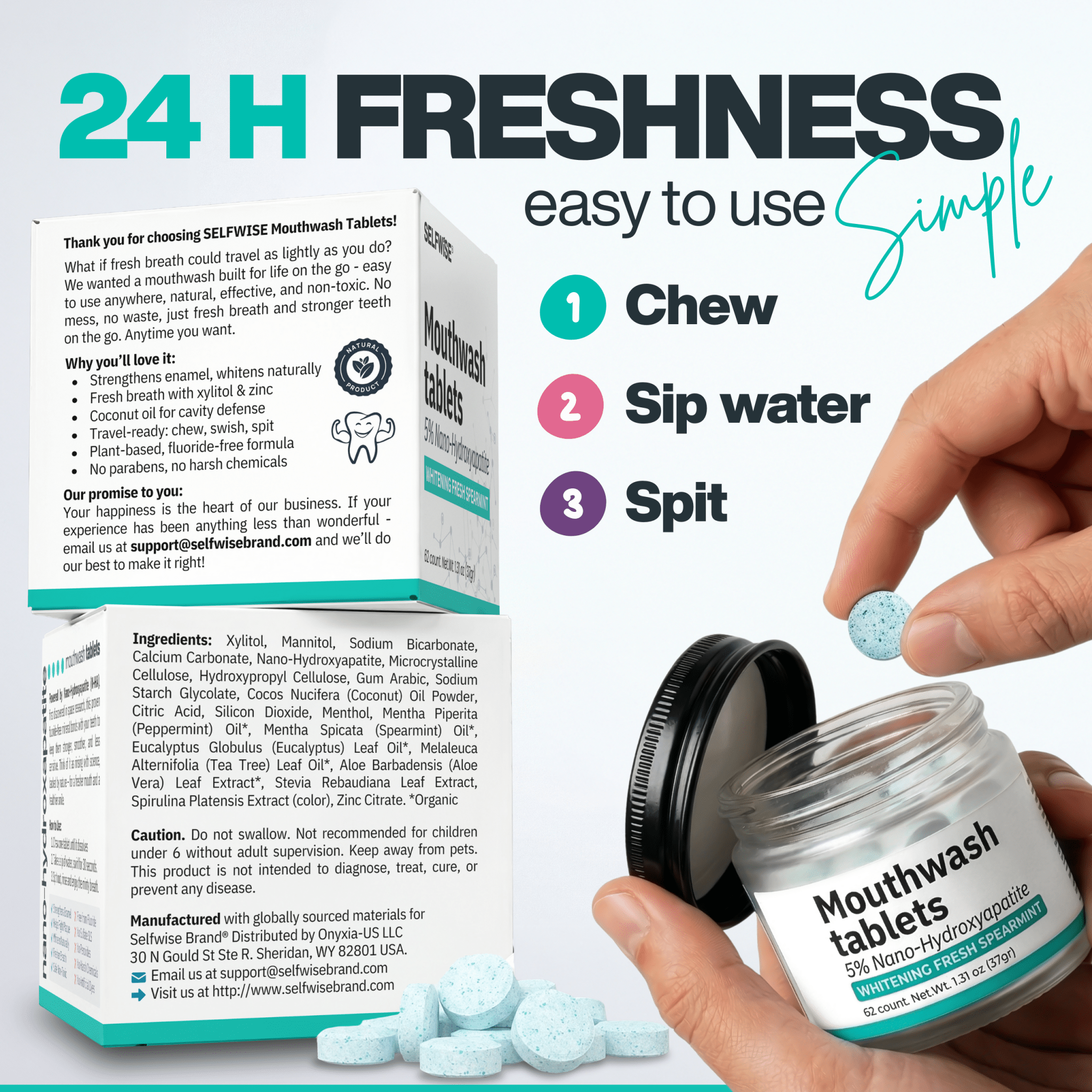 Nano Hydroxyapatite Mouthwash Tablets - Mouthwash Tablets - Selfwise