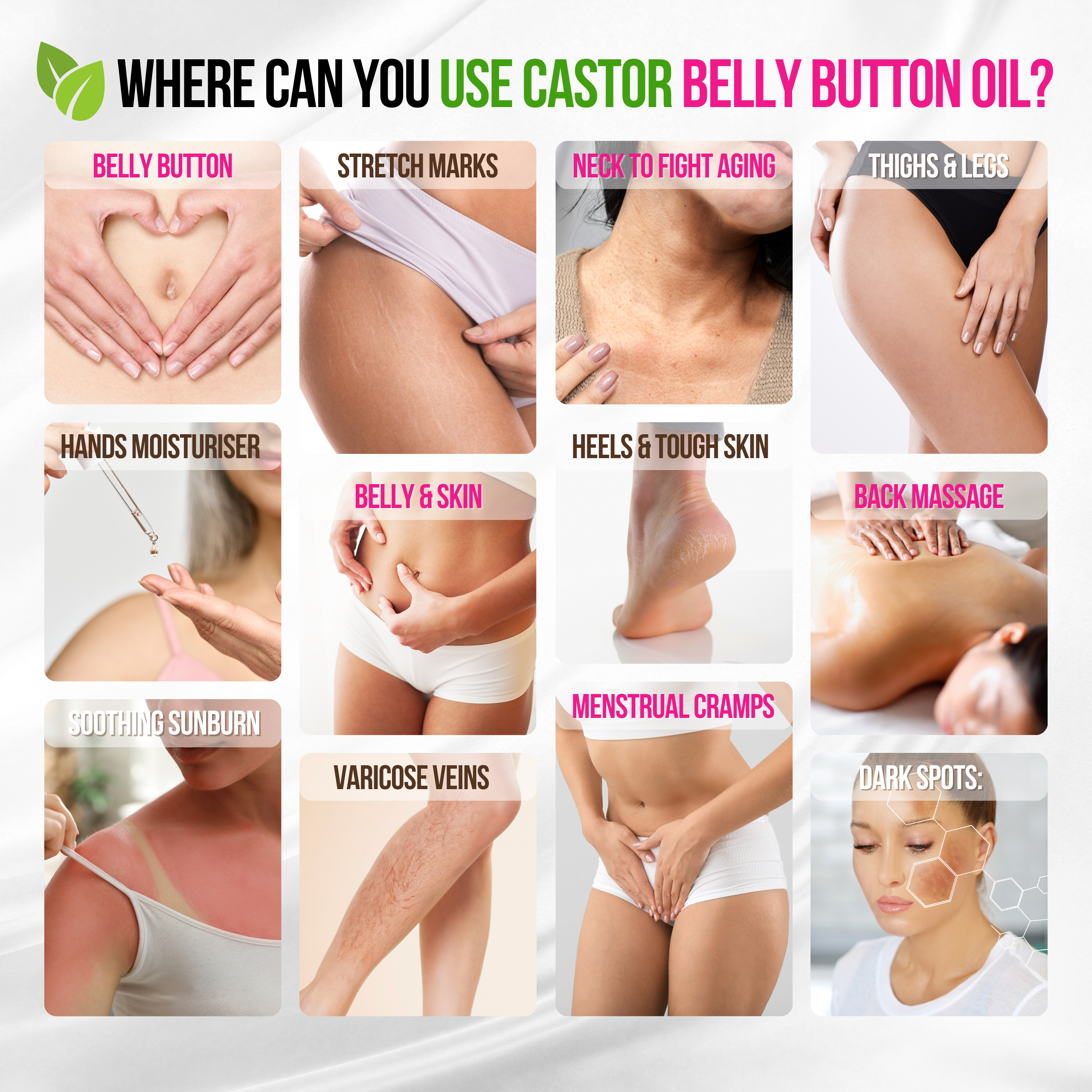 Castor Oil for Belly Button, Stomach, Skin and Body Massage Oil (5)