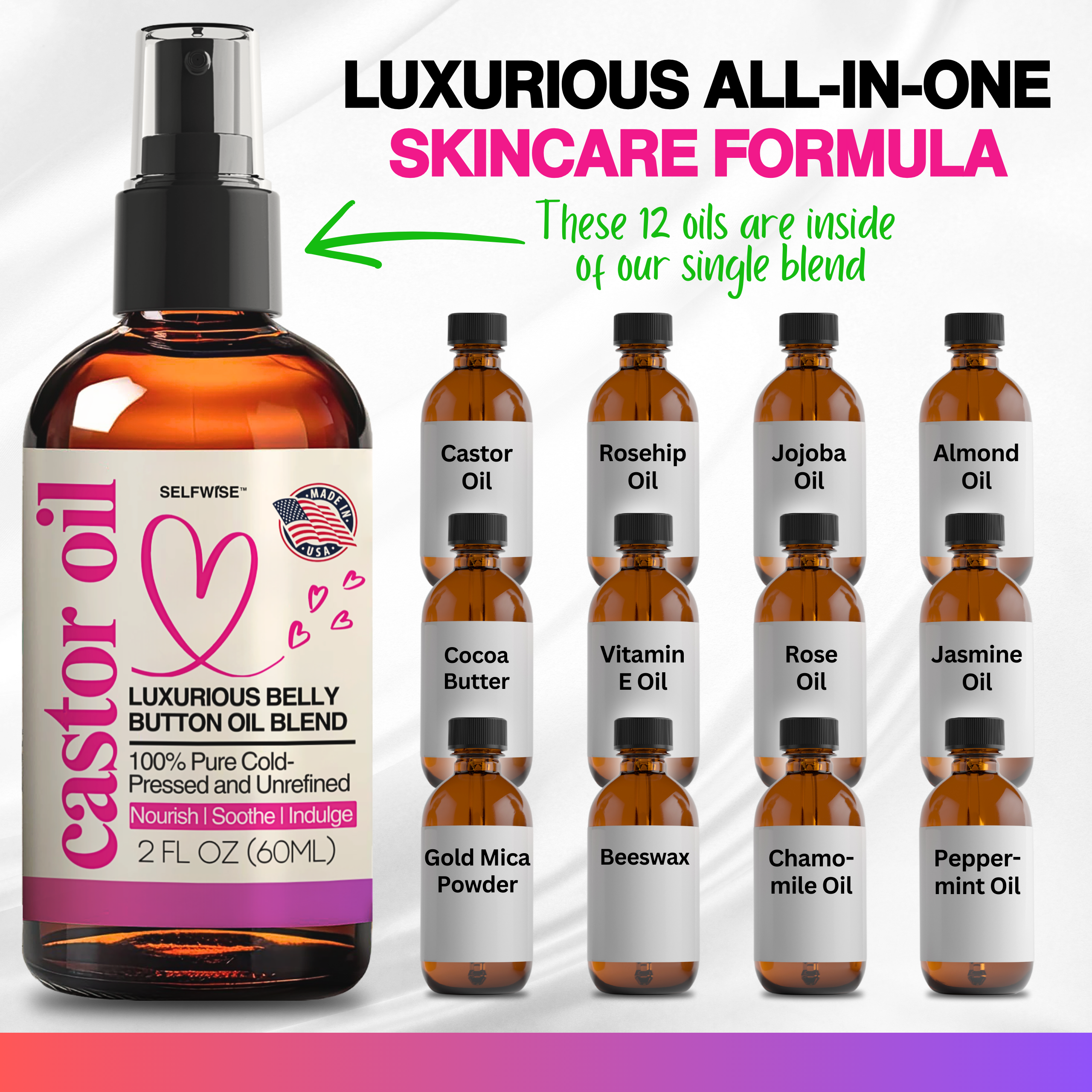 Castor Oil for Belly Button, Stomach, Skin and Body Massage Oil (2)